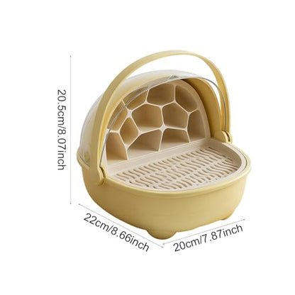 Silkworm Breeding Box Transparent Small Animal Feeding Container Removable Habitat Cage Portable Reptile Carrier with PP Material for Turtle Frog Snak, Yellow - color: Yellow