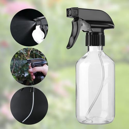Arkeiliy 2-Pack Leakproof Spray Bottles (300ml/10oz) - Adjustable Nozzle for Fine Mist & Jet Stream | Premium Refillable Plastic Bottles for Hair Styling, Plant Misting, Cleaning Solutions (Clear) - color: Clear