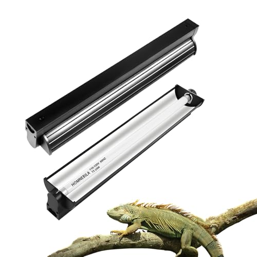 T5 10.0 UVB Reptile Light Fixture, T5 UVA UVB Light Tube Lamp Blub 24W 22" for Bearded Dragon, Tortoise,Desert Lizards,Leopard Gecko,Reptile & Amphibian Lamp - color: Black-fixture, size: T5-22"