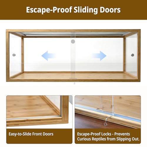 80 Gallon Bamboo Reptile Tank,48"x24"x18" Ball Python Enclosure for Bearded Dragon,Snake,Gecko,Lizard,Turtle with Sliding Door Top Screen Ventilation,Stackable Large Reptile Terrariums - size: 48"x24"x18"