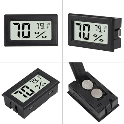 3Pcs Mini Digital Thermometer Hygrometer Electronic Temperature Humidity Gauge Meters Indoor LCD Display Fahrenheit for Greenhouse,Garden,Car Cellar and Office - color: Black-3PCS