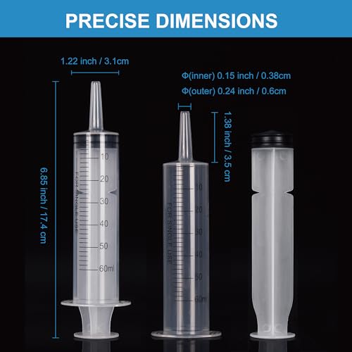 50Pack 60ml Syringe for Liquid - Large Plastic Syringes Without Needle for Food Thick Liquids and Irrigation Water, Lip Gloss Filling, Feeding Dogs Meds, Measuring ( 50 Pack 60 ml / cc )