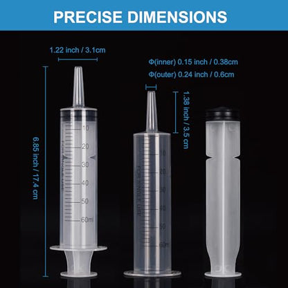 50Pack 60ml Syringe for Liquid - Large Plastic Syringes Without Needle for Food Thick Liquids and Irrigation Water, Lip Gloss Filling, Feeding Dogs Meds, Measuring ( 50 Pack 60 ml / cc )
