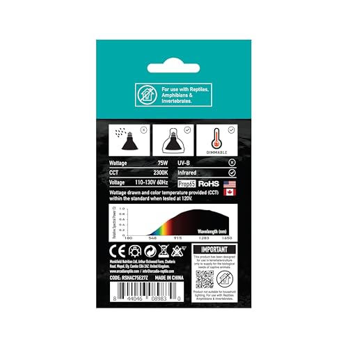 Arcadia Golden Sun Basking Halogen Lamp 75W – Mid Beam Infrared Reptile Heat Bulb, E26 Halogen Basking Bulb for Bearded Dragons, Tortoises, Iguanas and Turtle Enclosures