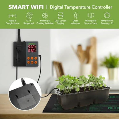 BN-LINK Smart WiFi Digital Temperature Controller Heating Cooling, Works with Alexa and Google Home. For Reptiles Aquarium Carboy Homebrew Breeding Fermenter Seed Germination °C/°F -40-176°F 15A/1875W - style: T9 WIFI