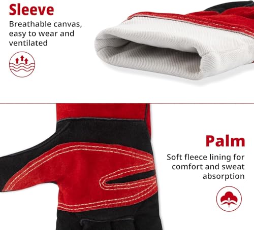 vclpower 16in Animal Handling Gloves Size M Fit for Women & Small Hands Bite Proof Double Leather Reinforced Padding Dog,Cat Scratch,Bird Handling Falconry Gloves Grabbing Reptile Squirrel Snake Bite
