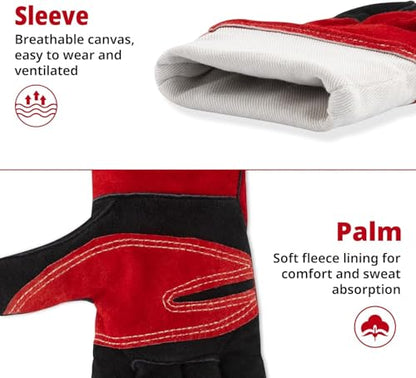 vclpower 16in Animal Handling Gloves Size M Fit for Women & Small Hands Bite Proof Double Leather Reinforced Padding Dog,Cat Scratch,Bird Handling Falconry Gloves Grabbing Reptile Squirrel Snake Bite