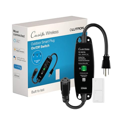 Lutron Caseta Outdoor Smart Plug Weatherproof+ and Pico Smart Remote, for Landscape and String Lighting, P-PKG1OUT-BL, Black - style: Outdoor Smart Plug and Pico Smart Remote