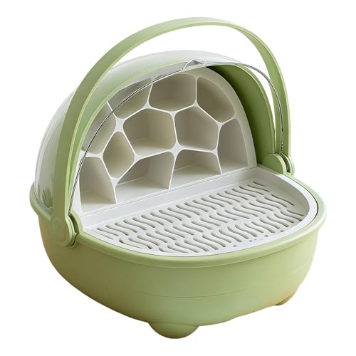 Silkworm Breeding Box Transparent Small Animal Feeding Container Removable Habitat Cage Portable Reptile Carrier with PP Material for Turtle Frog Snak, Green - color: Green