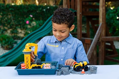 CAT Dig N Build Concrete Playset 12-oz Moldable Concrete Compound, Crane, 2 Little Machines Vehicles, Construction Molds & Easy-Cleanup Tray, Sensory STEM Kit for Kids Ages 3 + - style: Concrete