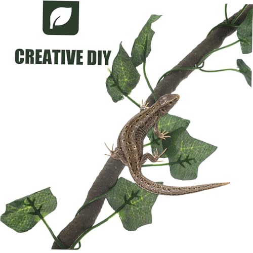 Jungle Vines Rattan Strip Decor for Reptiles Flexible and Bendable Artificial Leaves for Lizard Frog Snake Habitats Includes Suckers and Leaf Green