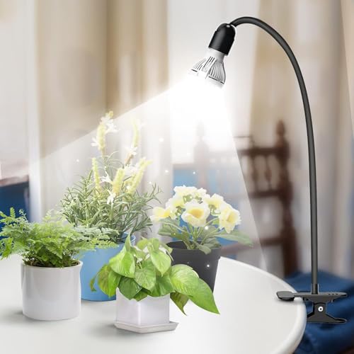 SANSI LED Grow Lights for Indoor Plants, 150W Full Spectrum Gooseneck Clamp Grow Lamp, 10W Power Plant Light with High PPFD for Seeding, Lifetime Free Bulb Replacement Plant Lights for Indoor, 1 Head - size: 1 Head 1 Pack