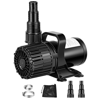 VIVOSUN 1600 GPH Submersible Water Pump with Barrier Bag, 100W Pond Pump, Ultra Quiet Aquarium Pump with 14FT. Lift Height for Pond, Waterfall, Fish Tank, Statuary, Hydroponic - color: Black Round, size: 13"×7"-1600 with Barrier Bag