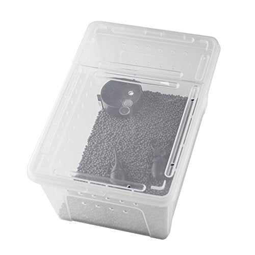 OMEM Portable Reptile Terrarium Habitat for Mini Pet Houses Breathable Holes Stackable Container (M) - size: 1PCS-Clear-M