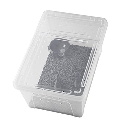 OMEM Portable Reptile Terrarium Habitat for Mini Pet Houses Breathable Holes Stackable Container (2PCS-M) - size: 2PCS-Clear-M