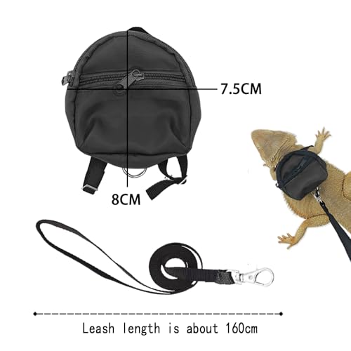 Desert Iguana Backpack Carrier,Bearded Dragon Portable Backpack Carrier with Small Backpack Harness Leash Set,Space Capsule Clear Bubble Window Travel Backpack for Lizard Travel,Guinea Pig,Rabbit - color: Black