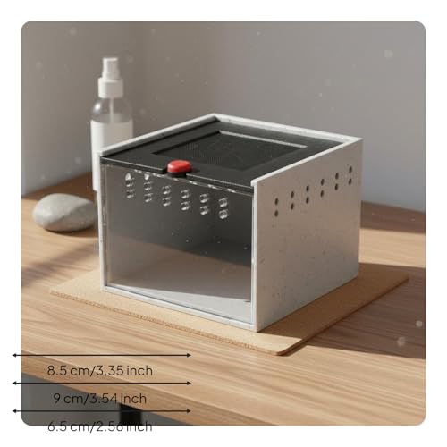 Acrylic Habitat Reptile Terrarium Animal Enclosure Feeding Box Stackable Design with Sliding Lid Suitable for Beginners Desktop Observation, Stone Pattern - style: Stone Pattern