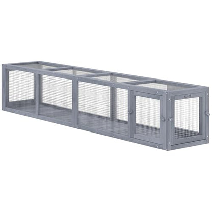 PawHut Outdoor Cat Tunnel with Extendable Design, 79" L Wooden Cat Run with Weather Protection, Connecting Inside and Outside, for Deck Patios, Balconies, Dark Gray