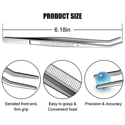 Stainless Steel Tweezers, with Curved Serrated Tip Multipurpose Sewing Machine Tweezers Forceps for Craft Repairing (10PCS) - size: 10 Pcs set