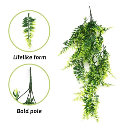 QUOZUO Reptile Plants, Terrarium Hanging Plant Vines Artificial Leaves Reptile Hide, Leopard Gecko Tank Accessories, Terrarium Decorations for Bearded Dragon Lizard Snake Chameleon