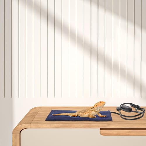 Hemoton Small Reptile Heat Mat with Temperature Control, Nano Fiber Heating Pad for Lizards, Hermit Crabs, Snakes, and Small Animals, Under Tank Terrarium Heat Source for Reptile Habitats