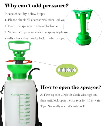 MRPAPA Pressurized Hand Sprayer - Multi-Purpose Garden Sprayer Gallon with Adjustable Nozzle (5L-Green) - color: 5L-Green