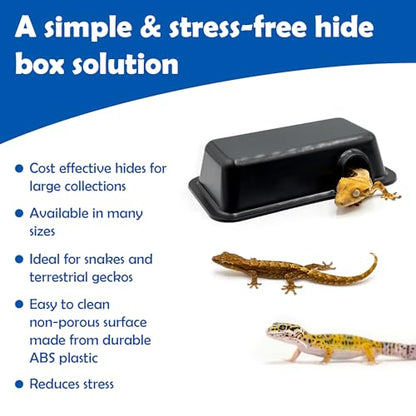 Pangea Reptile Hide Box (A - Mini 5.5"x3"x1.5") - Fits Most Standard Shoe Case Rack Units, Usable as Snake Tank Accessories, Good for Hatchling Ball Python, Boas, Baby Leopard Gecko, Lizards - size: A- Mini