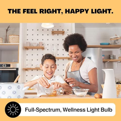 NorbSMILE Soft Full Spectrum Light Bulb | US Patented | A19 LED Bulb & 9W 720 Lumens | 4000K Soft Daylight White, CRI 96 & Dimmable E26 Base | Supports Energy, Mood & Circadian Rhythm - style: Smile Soft 9W (1 Pack)