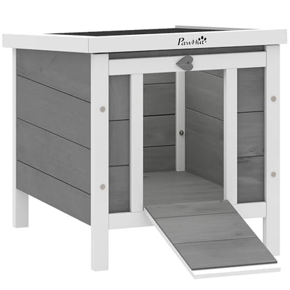 PawHut Small Wooden Rabbit Hutch Bunny Cage Guinea Pig Cage Duck House Dog House with Openable & Waterproof Roof, for Rabbits, Chickens, Ducks, Gray - color: Grey