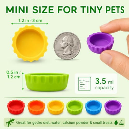 Meow&Woof Crested Gecko Feeding Cups, 6 Pack Small Silicone Reptile Food and Water Cups, 0.2 oz Gecko Food Dish for Crested Gecko, Leopard Gecko, Tarantula, Isopods and Hermit Crabs - color: 6 pack