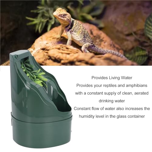 Gavigain Reptile Drinking Fountain Water Dripper Living Aqua Waterfall for Lizard Turtle Snake Spiders