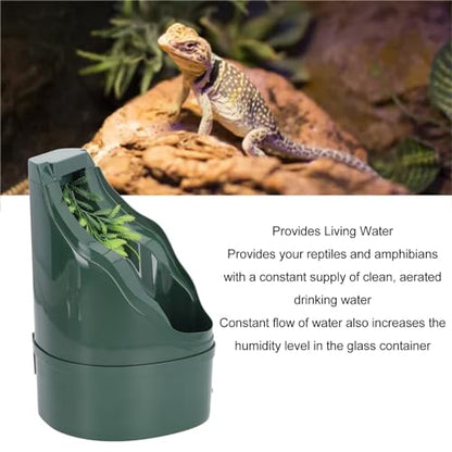 Gavigain Reptile Drinking Fountain Water Dripper Living Aqua Waterfall for Lizard Turtle Snake Spiders