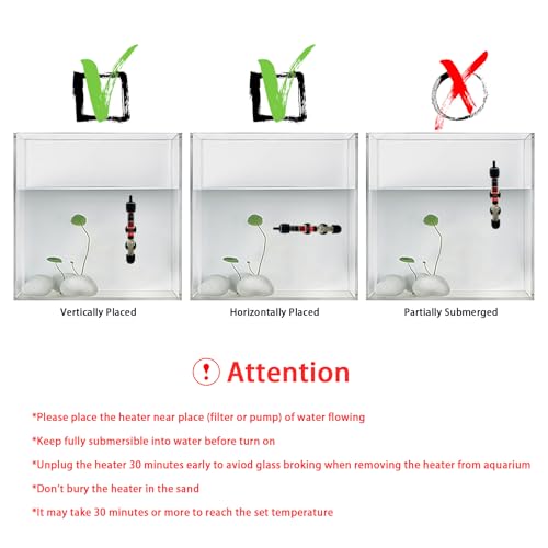 Fish Tank Aquarium Heater - Adjustable Temperature Submersible Thermostat Heater,25W/50W/100W/150W/200W/300W - size: 100W