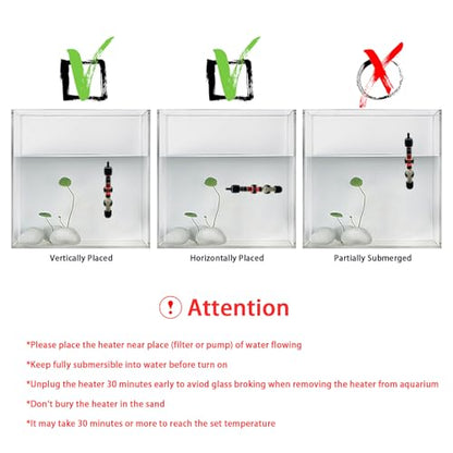 Fish Tank Aquarium Heater - Adjustable Temperature Submersible Thermostat Heater,25W/50W/100W/150W/200W/300W - size: 75W