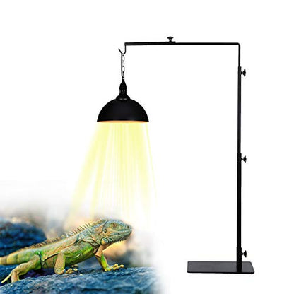 Reptile Heat Lamp Stand, Adjustable Metal Floor Light Bracket, Black
