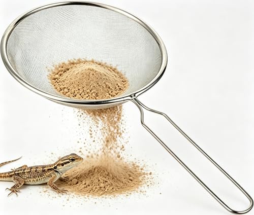 Toyvian Reptile Sand Scooper with Fine Mesh, Professional Litter Sifter for Bearded Dragons Geckos Lizards Heavy Duty Terrarium Substrate Cleaner for Sand Bedding