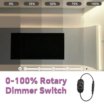 LPD LED Dimmer Switch for Led Lights, DC Jack 12-24V, 6A Max, Mini Dial Inline Switch Dimmer, SMD 5050 3528 2835 5630 LED Strip Light Controller