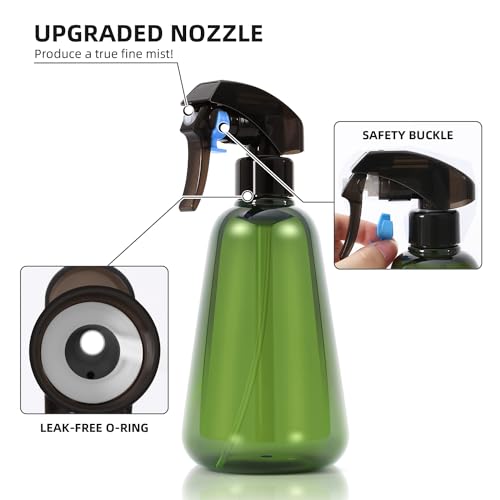 Spray Bottle for Plants 2 Pack, 16oz - Ultra Fine Mist, Plant Mister Empty Spray Bottles Indoor, Leak Proof Misting Water Sprayer Bottle for Gardening, Plant Care, Hair Care, Cleaning Solutions - color: Green & Brown