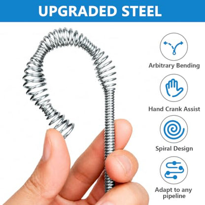 Drain Snake 5Set-33Ft Drain Clog Remover,62inch Heavy Duty Plumbing Snake,20inch Hair Clog Remover,Gloves for Bathtub,Toilet,Sewer,Kitchen Sink,Drainage Pipe(Blue) - style: 5SET Heavy Duty