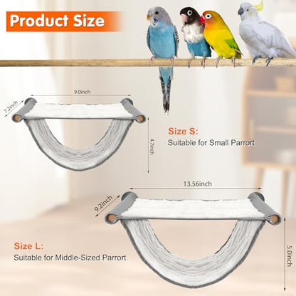 BWOGUE Winter Warm Bird Nest Bed Hanging Hammock Snuggle Hut Parrot House Tent Toy Bird Cage Perch for Parakeet Budgies Cockatiels Lovebird Cockatoo Finch Hamster Chinchilla Guinea Pig(Large, Grey) - color: Grey, size: Large (13.56"x9.2")