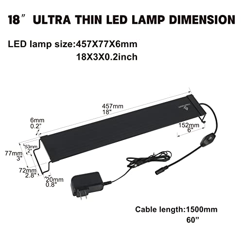 WaterRebirth Aquarium Lights Fish Tank Light 10 20 30 55 Gallon Planted Aquarium LED Light with Switch (18-24") (Pack of 2) - size: 18-24" (Pack of 2)