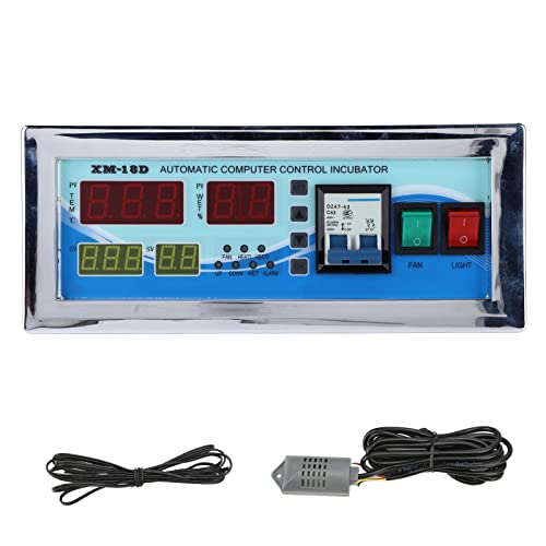 110V Egg Incubator Controller, XM-18D Digital Automatic Temperature Humidity Control Thermostat with Sensor Probe for Homebrew Incubator Greenhouse