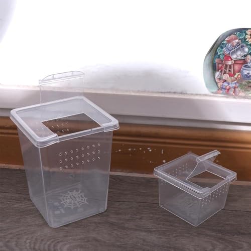 Small Reptile Breeding Box for Reptiles Small Snake Turtle Spiders Geckos Frogs Breeding Box Case Feeding Hatching Container Transparent(A) - style: A