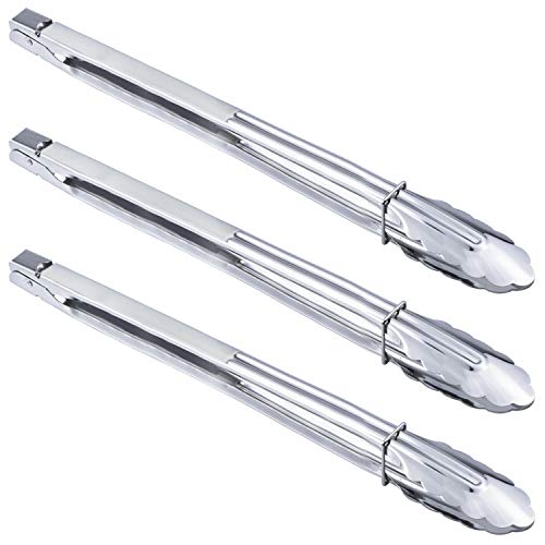 HINMAY Stainless Steel Cooking Grilling Tongs Extra Long Camp Dutch Oven Tongs for Kitchen and Barbecue Charcoal (16-Inch 3 Pieces) - size: 16" 16" 16"