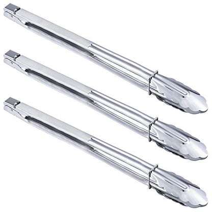 HINMAY Stainless Steel Cooking Grilling Tongs Extra Long Camp Dutch Oven Tongs for Kitchen and Barbecue Charcoal (16-Inch 3 Pieces) - size: 16" 16" 16"