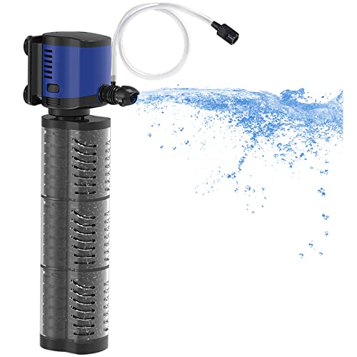 Pond Pump 660GPH Filtration, Sump Submersible Water Pump w/Sponge Filter, 8ft. High Lift, Quiet for Aquarium Hydroponics, Dry Burning Protection - size: JQP-2500F-660GPH(for 100-300 Gallon)