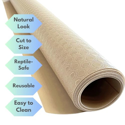 Tank Liner, 17.7" x 59", Reptile Terrarium Substrate Mat Carpet Bedding, Enclosure Liner for Bearded Dragon Leopard Gecko Lizard Tortoise Snake (Beige) - color: Beige