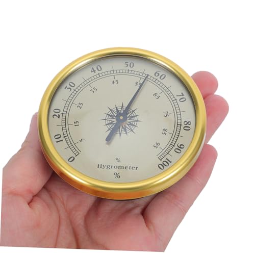 Analog Hygrometer 72mm Round Gold Humidity Gauge 2% rh Resolution Mechanical Indoor Wall Mount for Terrarium Cigar Humidor Sauna