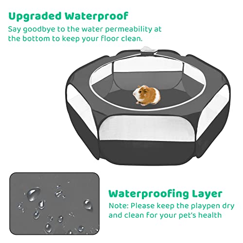 Amakunft Small Animal Pop-Up Playpen with Mesh Cover, 47'' x 23.6'' x 15'' Chicken Brooder Box, Play Pen Indoor Outdoor for Guinea Pigs, Bunny, Rabbits, Ferrets, Chinchillas, Kittens | Indoor/outdoor, water-resistant, chicken brooder, travel playpen for r