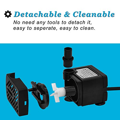 DOMICA 3W 50GPH Mini Submersible Water Pump, Small Fountain Pump for Pond, Aquariums, Fish Tank, Tabletop Fountain, Pet Fountain, Indoor or Outdoor Fountain (AC Powered)